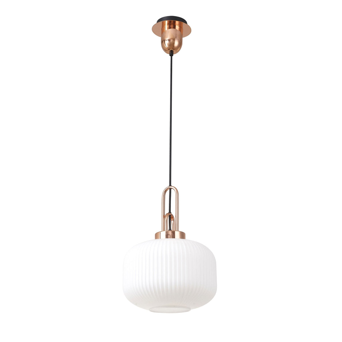 Atherington Pumpkin Pendant in Copper & Opal Shade