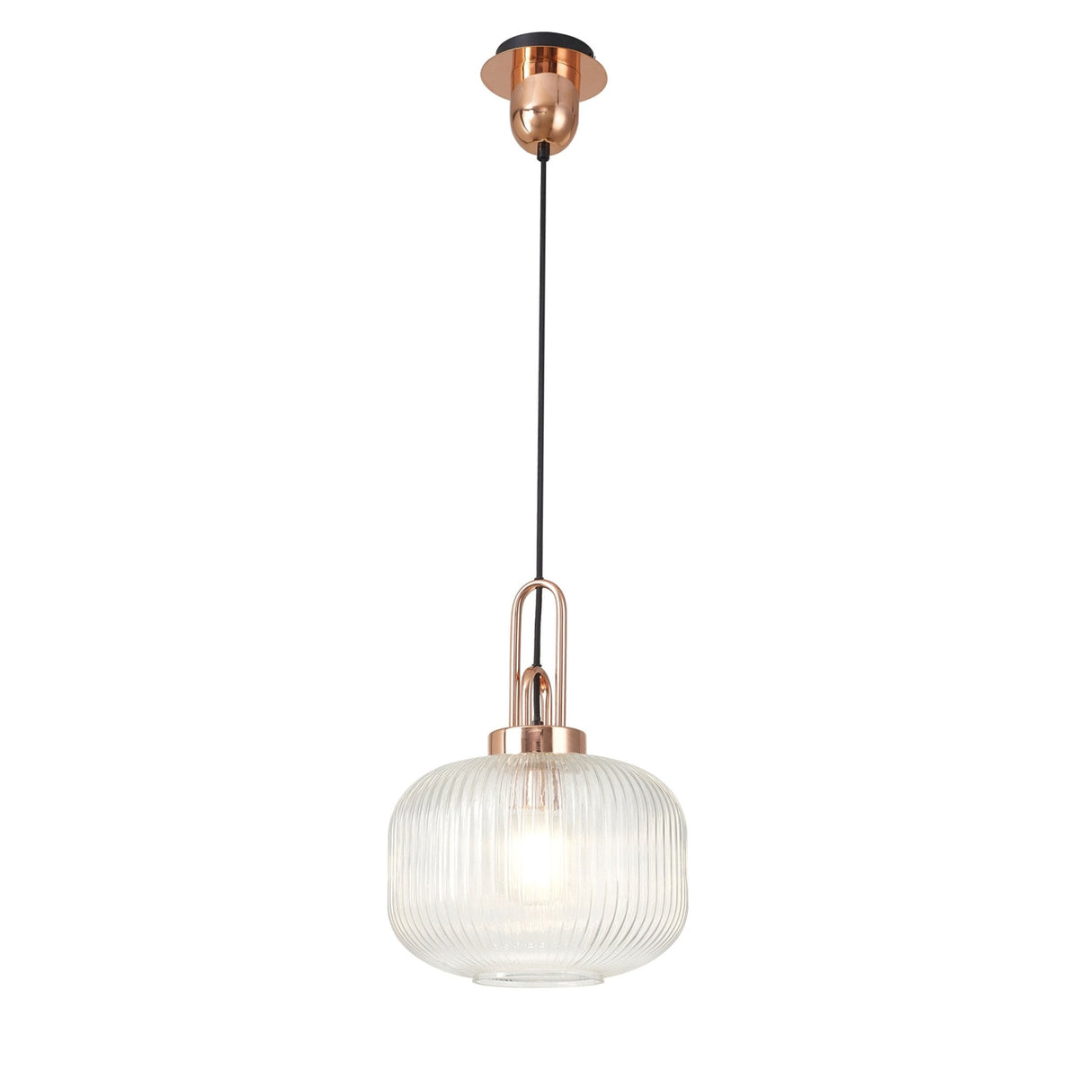 Atherington Pumpkin Pendant in Copper & Clear Shade