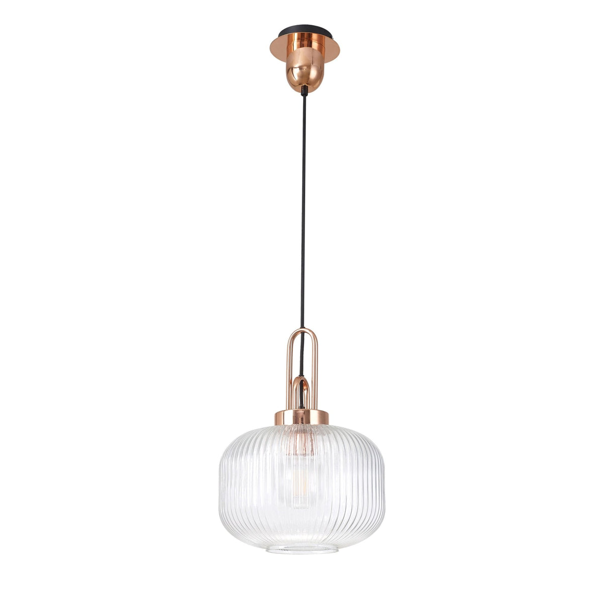 Atherington Pumpkin Pendant in Copper & Clear Shade