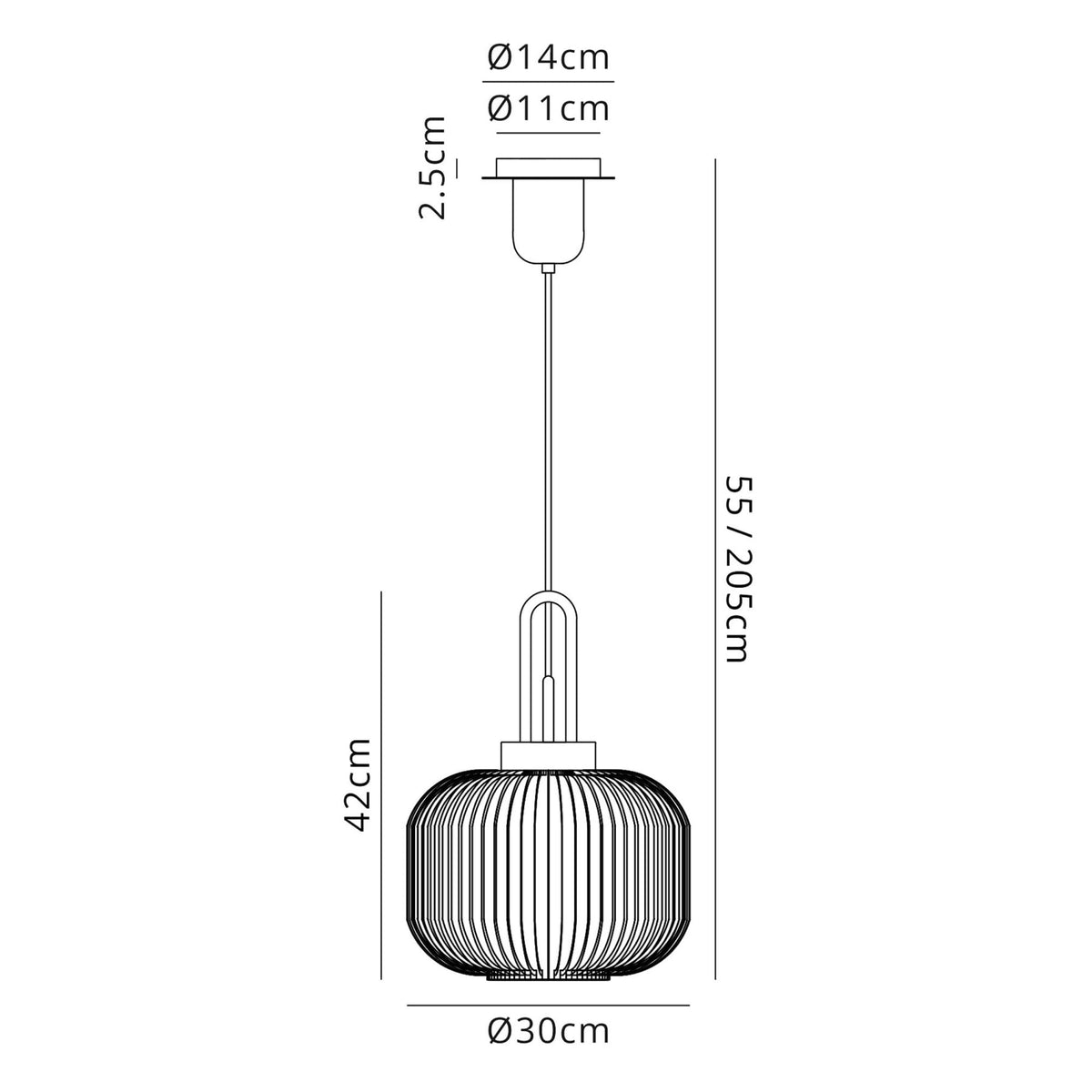 Atherington Pumpkin Pendant in Black Chrome & Clear Shade