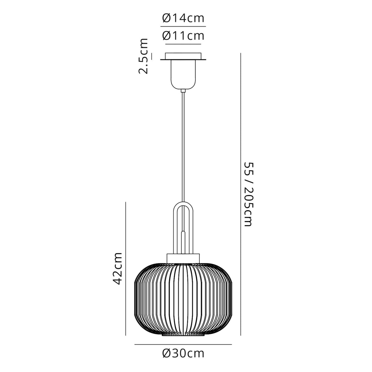 Atherington Pumpkin Pendant in Black Chrome & Champagne Shade