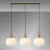Atherington Pumpkin 3 Drop Linear Pendant in Brass Gold & Opal Shades