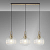 Atherington Pumpkin 3 Drop Linear Pendant in Brass Gold & Clear Shades