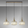 Atherington Pumpkin 3 Drop Linear Pendant in Brass Gold & Champagne Shades