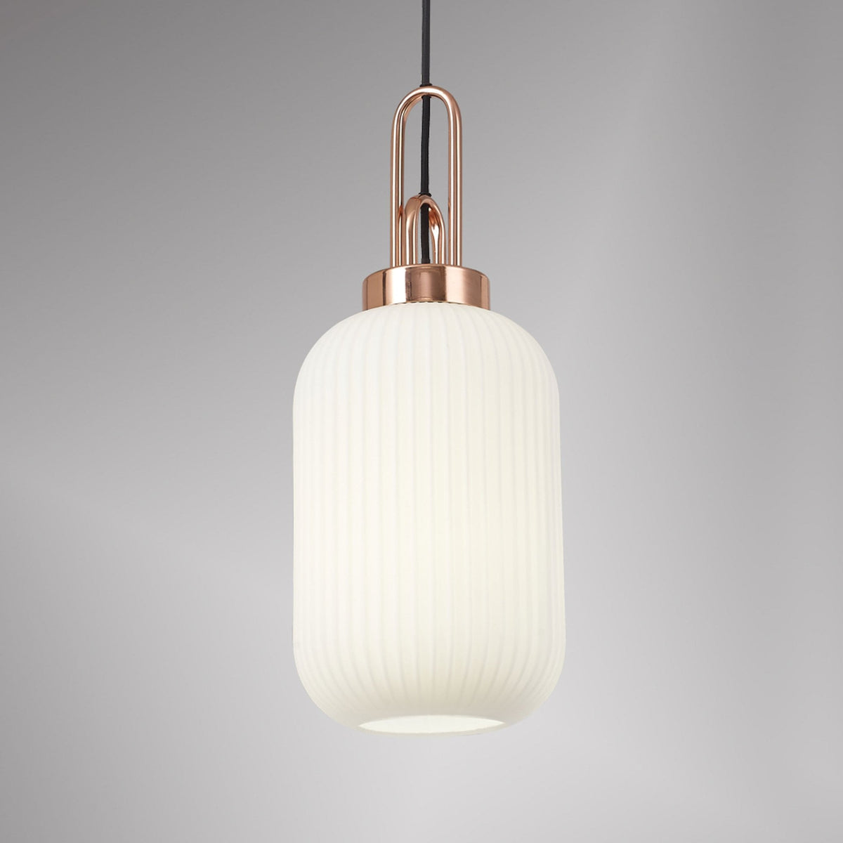 Atherington Tubular Pendant in Copper & Opal Shade