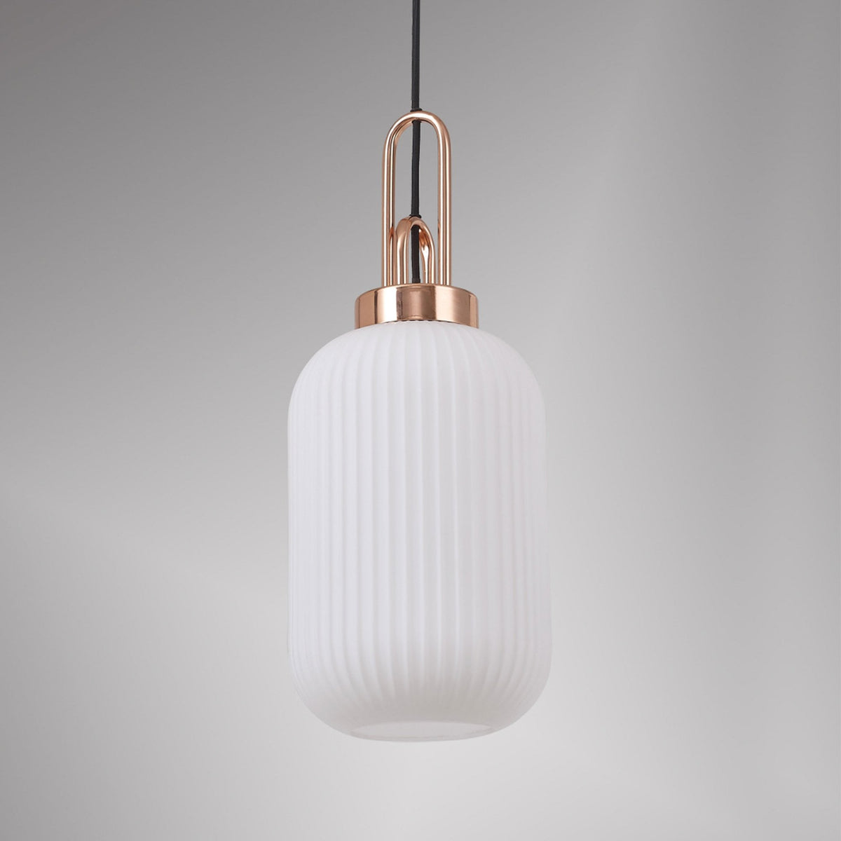 Atherington Tubular Pendant in Copper & Opal Shade
