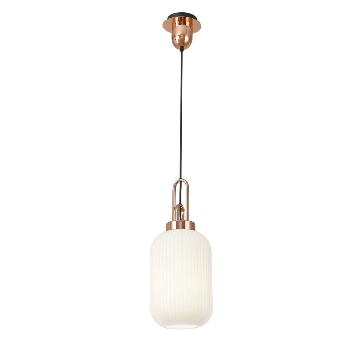 Atherington Tubular Pendant in Copper & Opal Shade