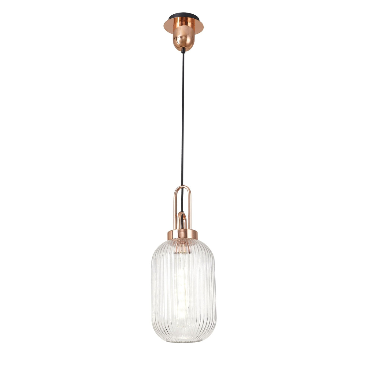 Atherington Tubular Pendant in Copper & Clear Shade
