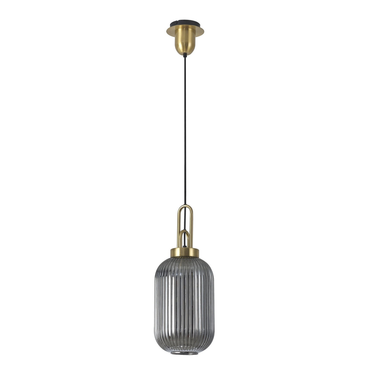 Atherington Tubular Pendant in Brass Gold & Smoked Shade