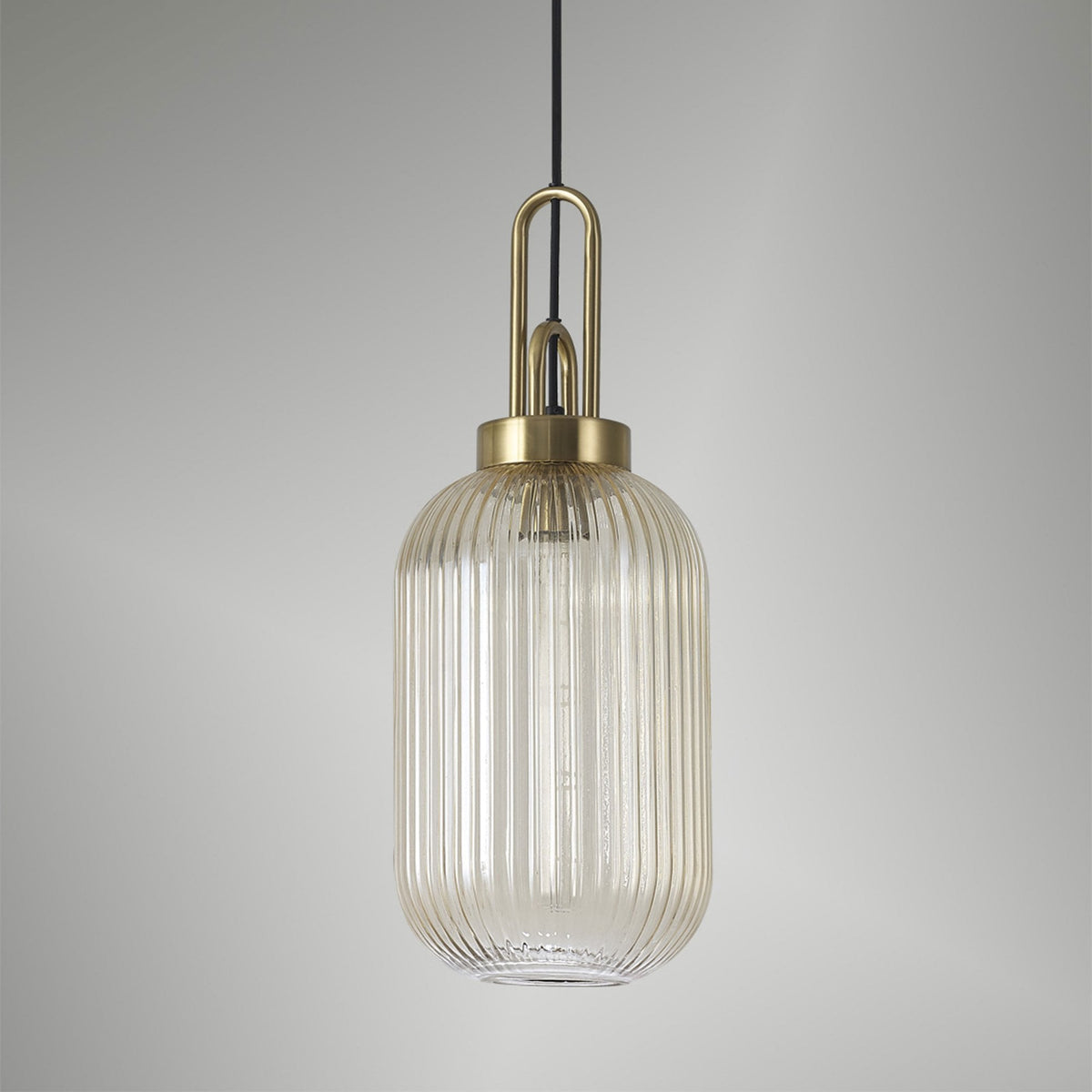 Atherington Tubular Pendant in Brass Gold & Champagne Shade