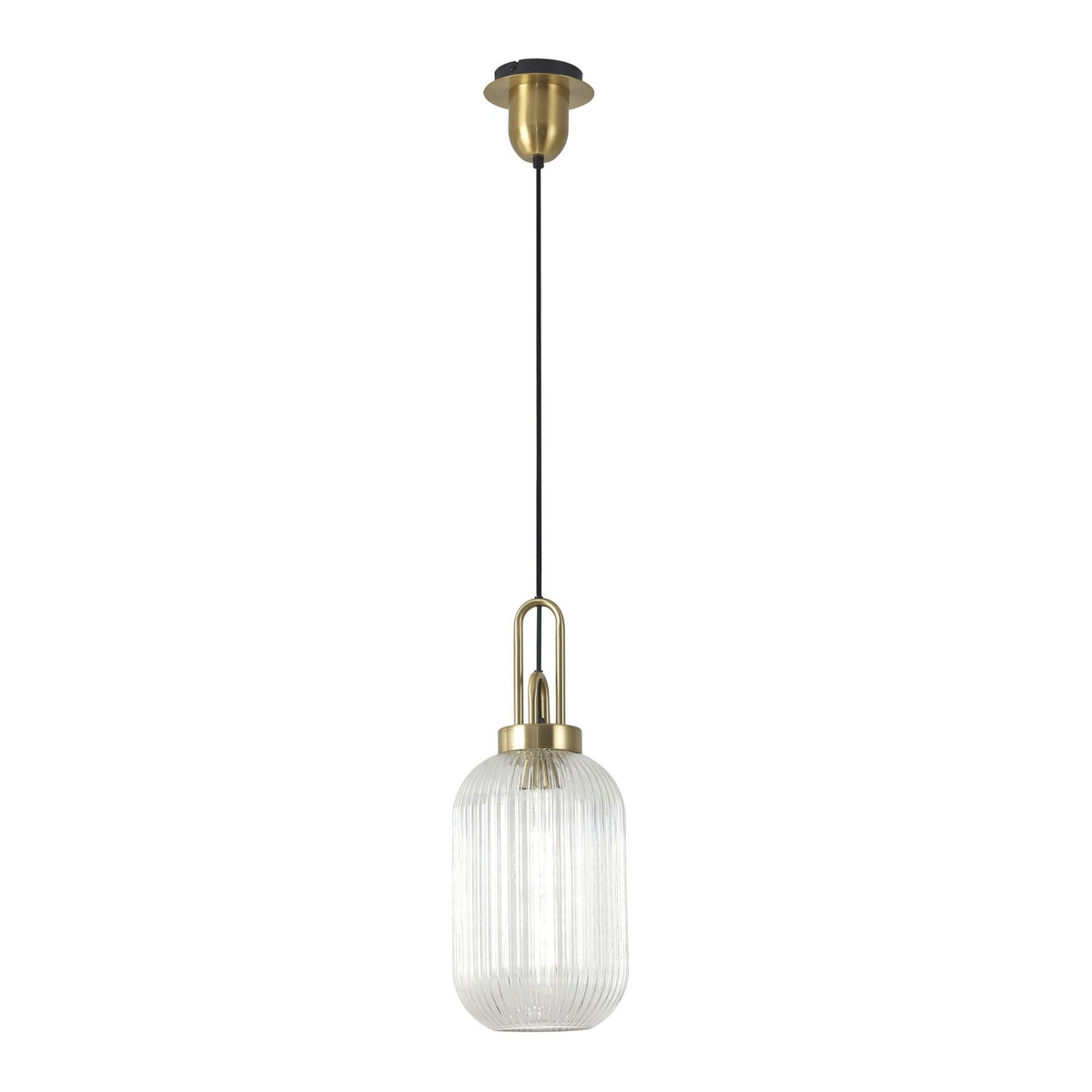 Atherington Tubular Pendant in Brass Gold & Clear Shade