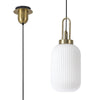 Atherington Tubular Pendant in Brass Gold & Opal Shade