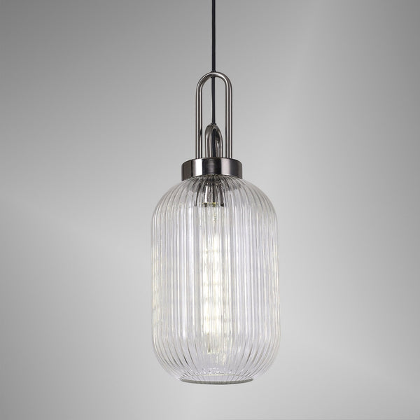 Atherington Tubular Pendant in Black Chrome & Clear Shade