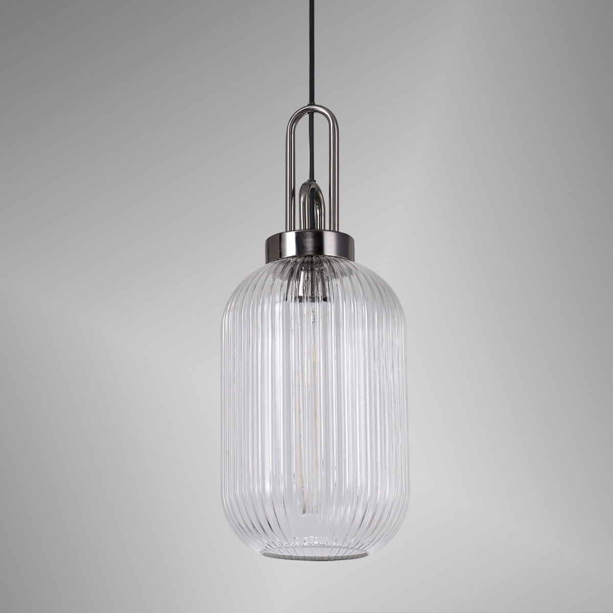 Atherington Tubular Pendant in Black Chrome & Clear Shade