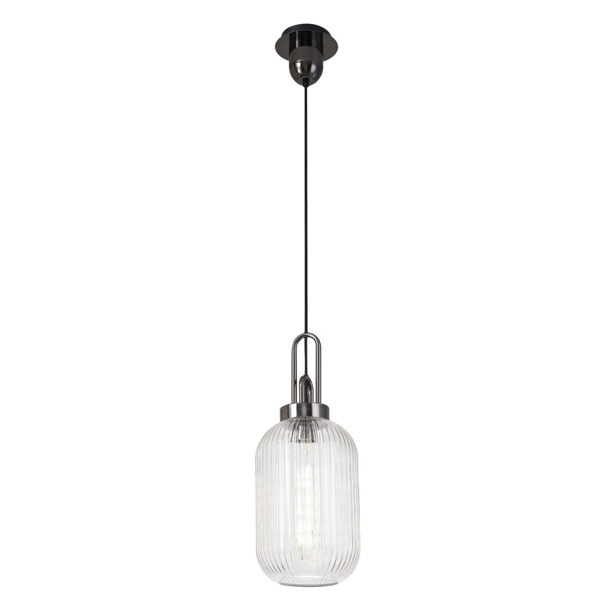 Atherington Tubular Pendant in Black Chrome & Clear Shade
