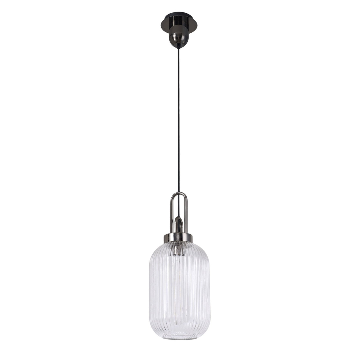 Atherington Tubular Pendant in Black Chrome & Clear Shade