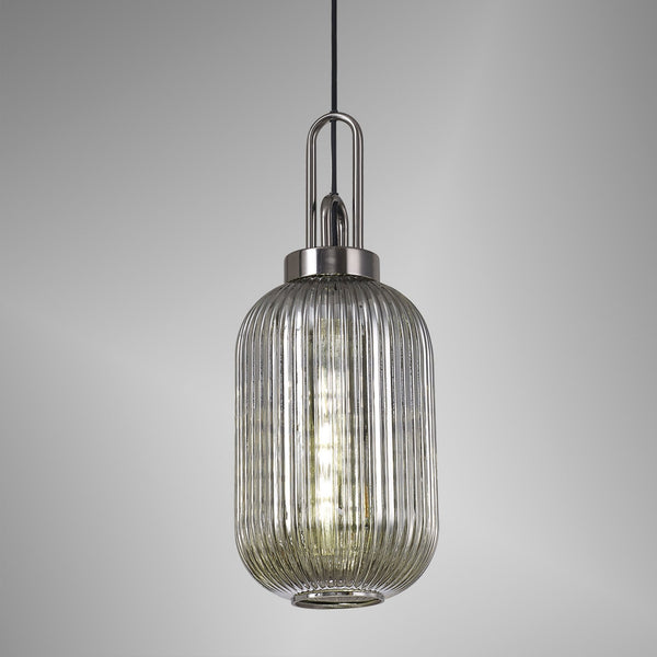 Atherington Tubular Pendant in Black Chrome & Smoked Shade