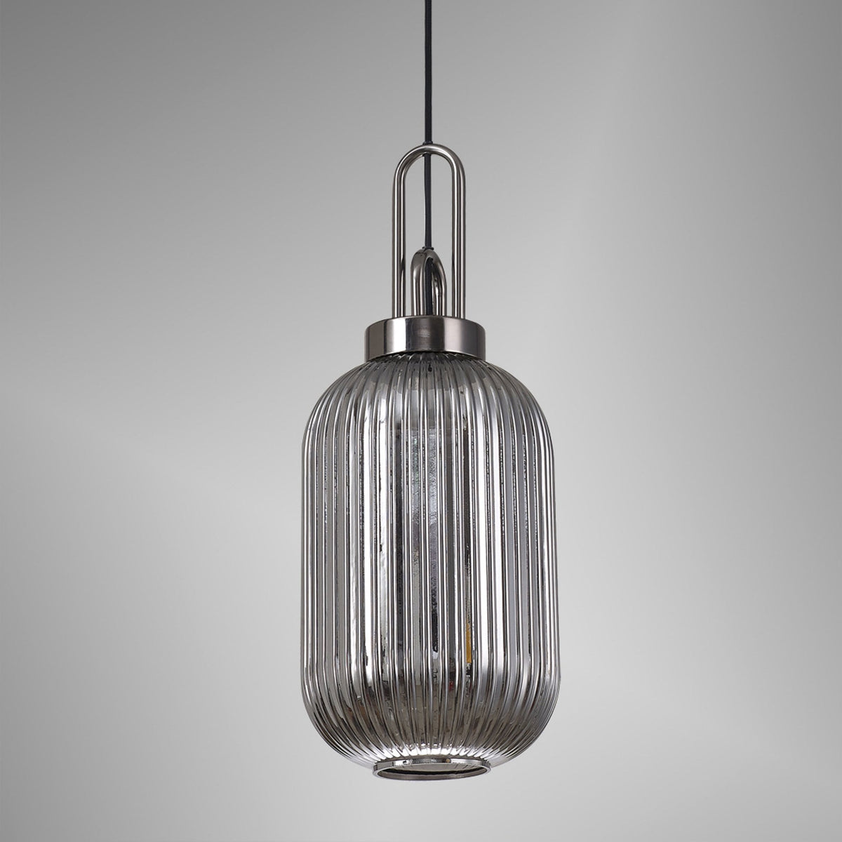 Atherington Tubular Pendant in Black Chrome & Smoked Shade