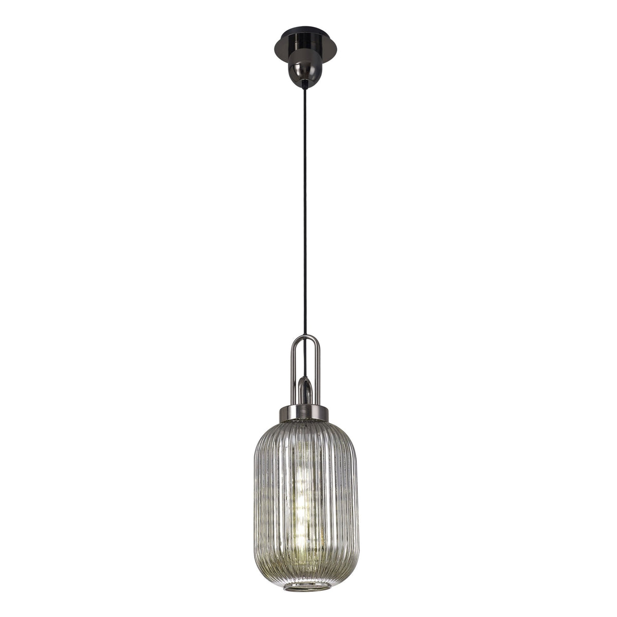 Atherington Tubular Pendant in Black Chrome & Smoked Shade