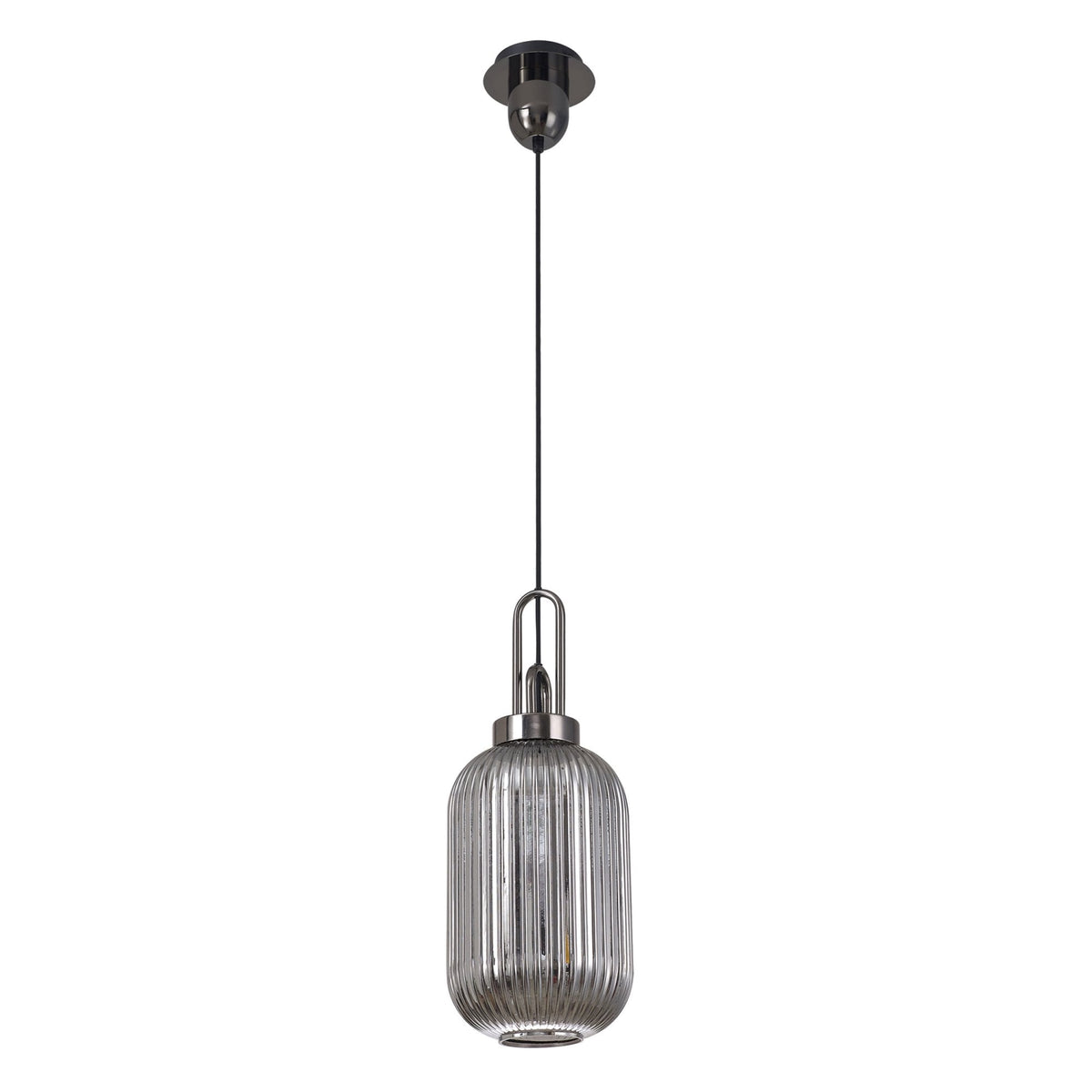 Atherington Tubular Pendant in Black Chrome & Smoked Shade