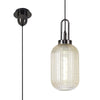 Atherington Tubular Pendant in Black Chrome & Champagne Shade