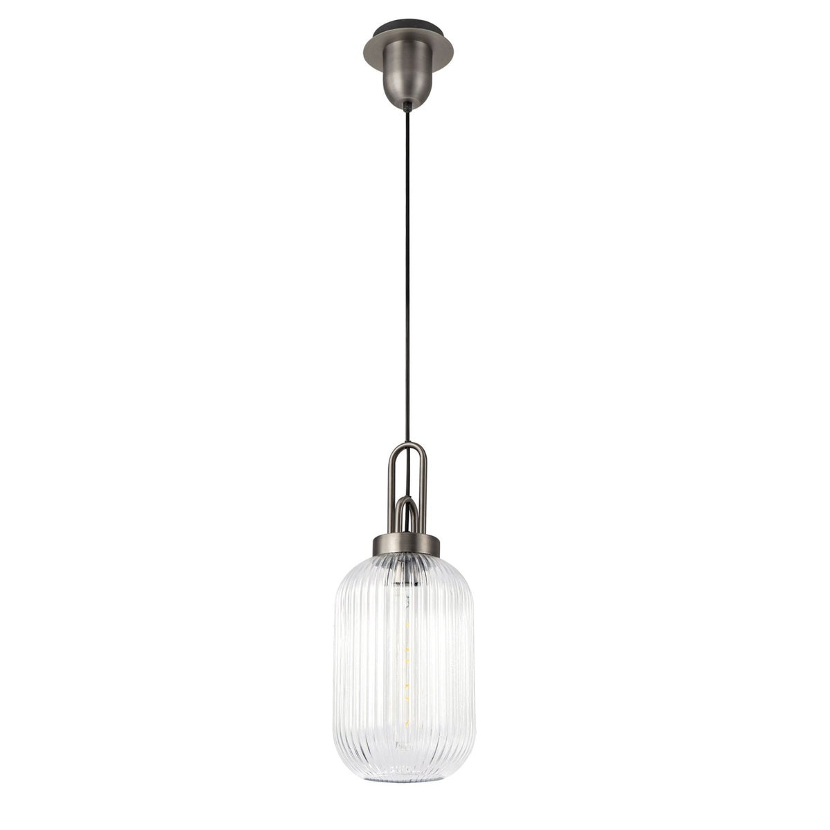 Atherington Tubular Pendant in Antique Silver & Clear Shade