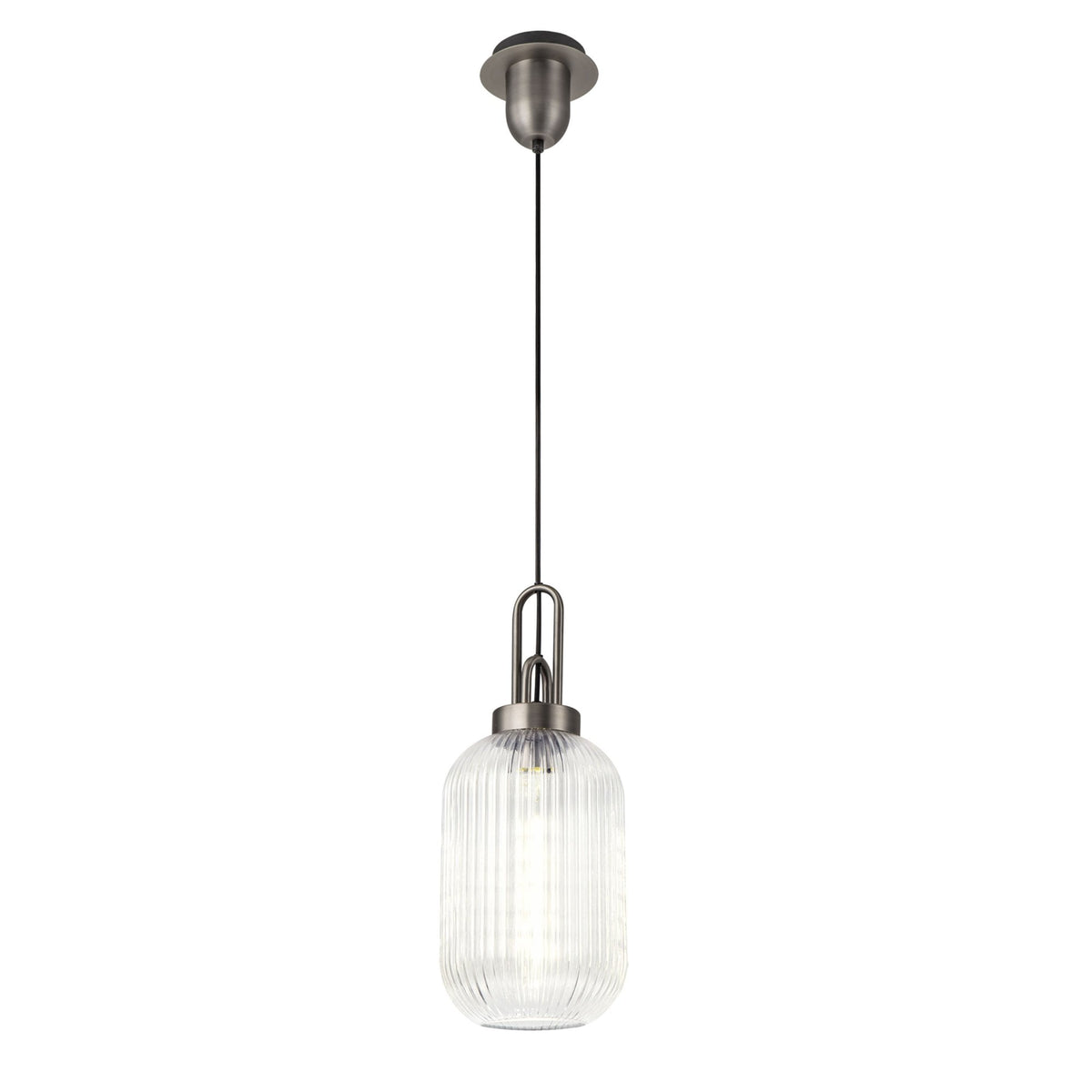 Atherington Tubular Pendant in Antique Silver & Clear Shade