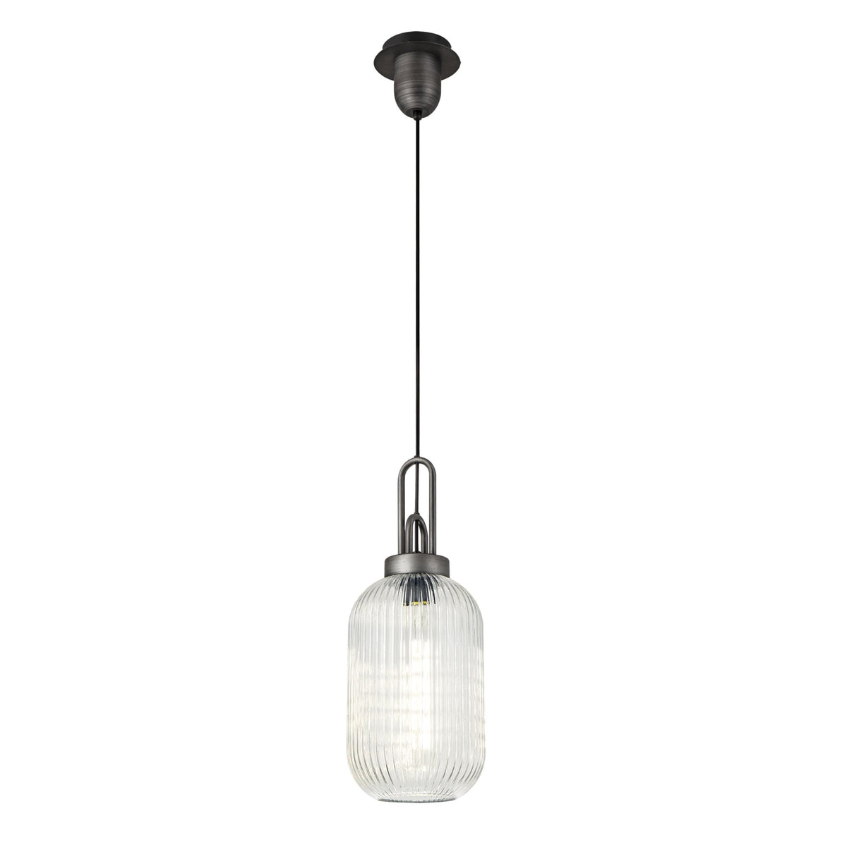 Atherington Tubular Pendant in Aged Pewter & Clear Shade