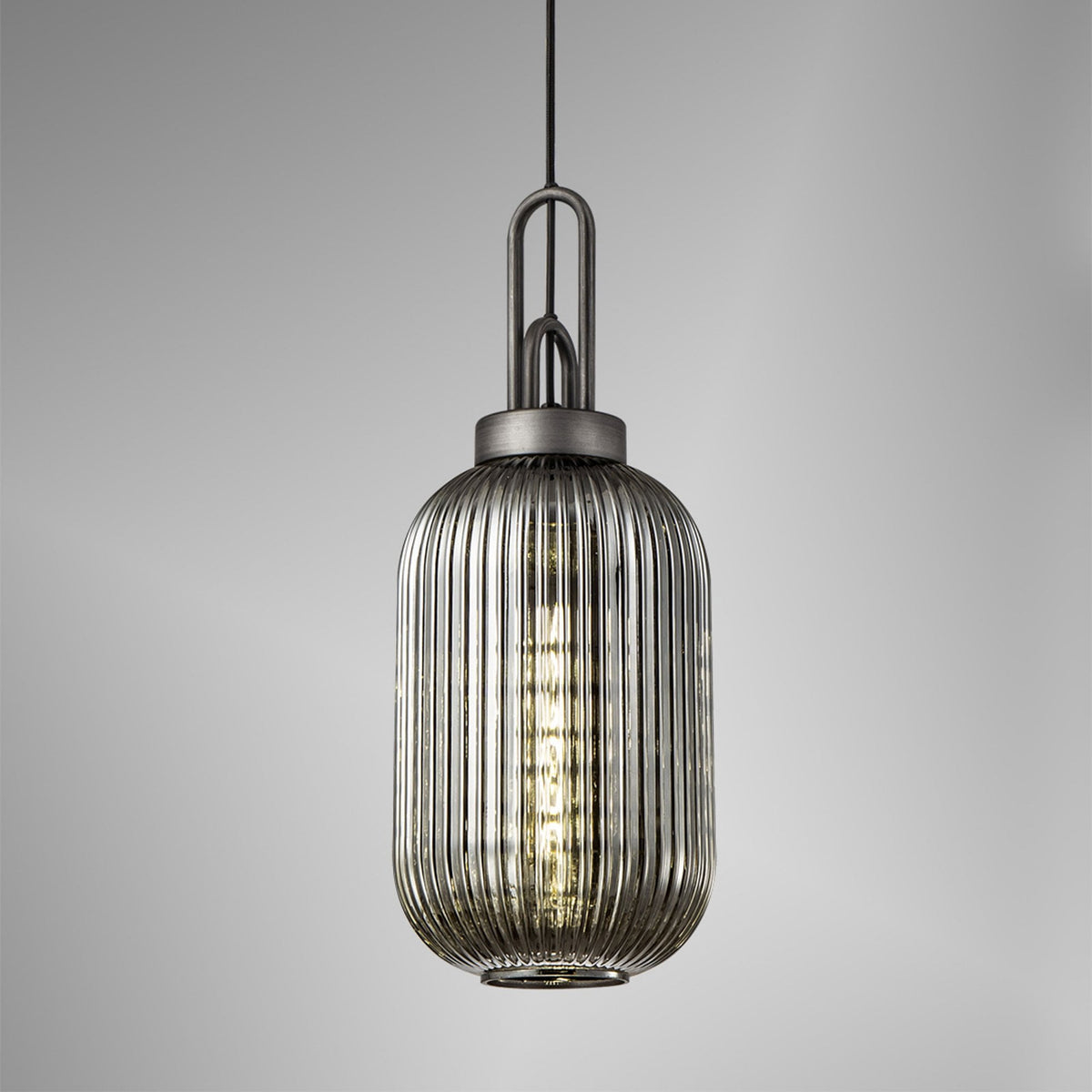 Atherington Tubular Pendant in Aged Pewter & Smoked Shade