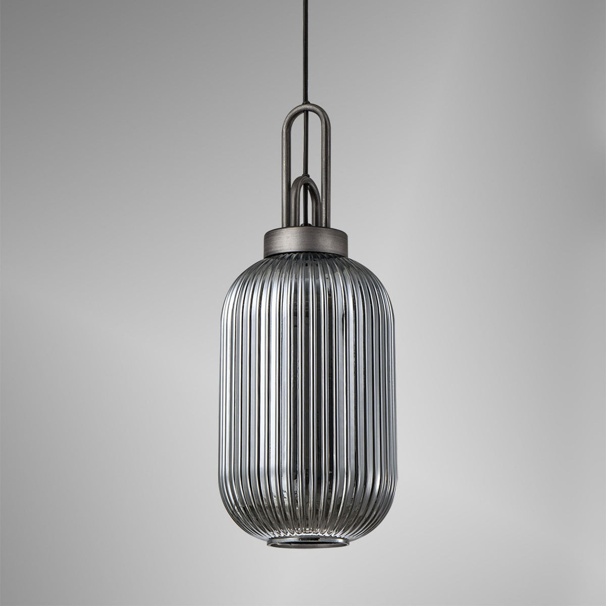 Atherington Tubular Pendant in Aged Pewter & Smoked Shade