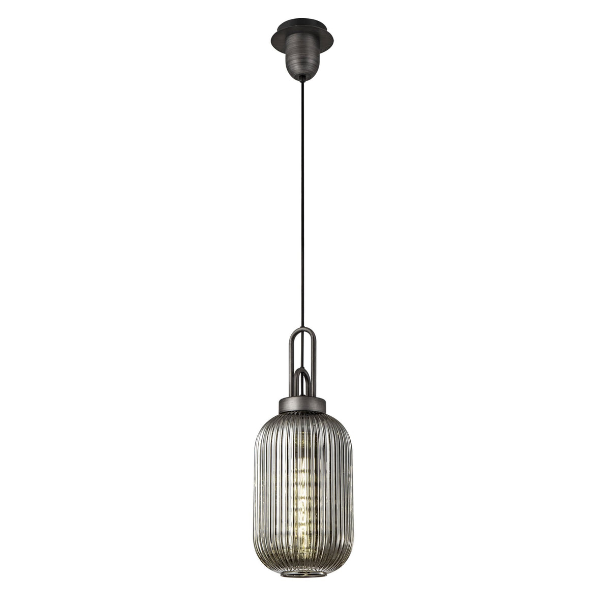 Atherington Tubular Pendant in Aged Pewter & Smoked Shade
