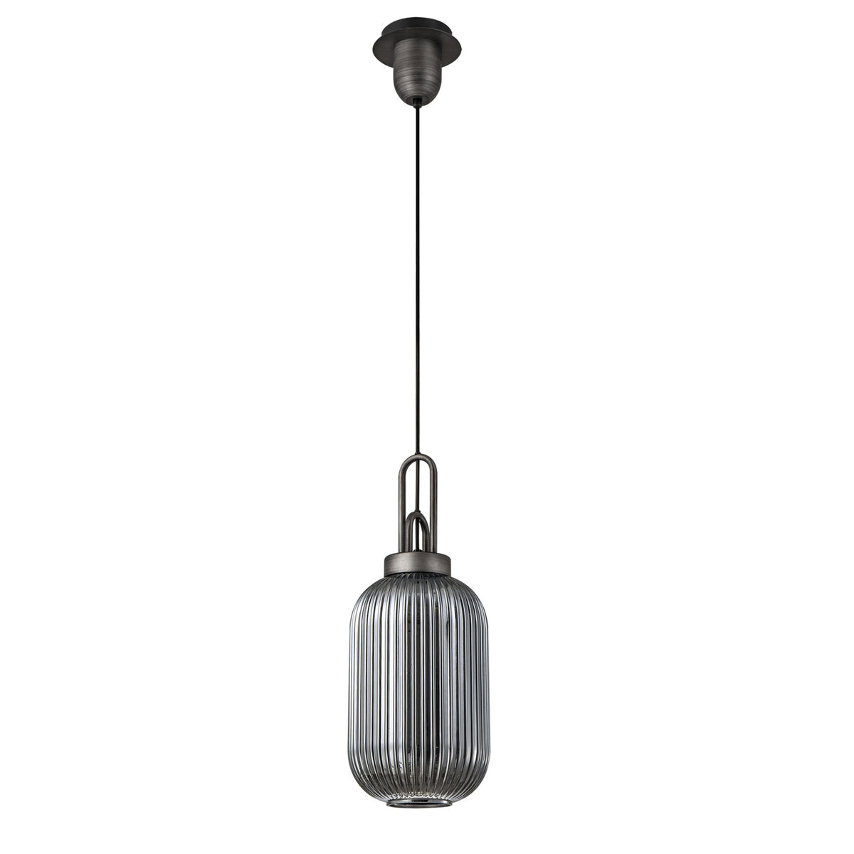 Atherington Tubular Pendant in Aged Pewter & Smoked Shade