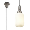 Atherington Tubular Pendant in Antique Silver & Opal Shade