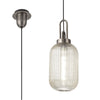 Atherington Tubular Pendant in Antique Silver & Champagne Shade