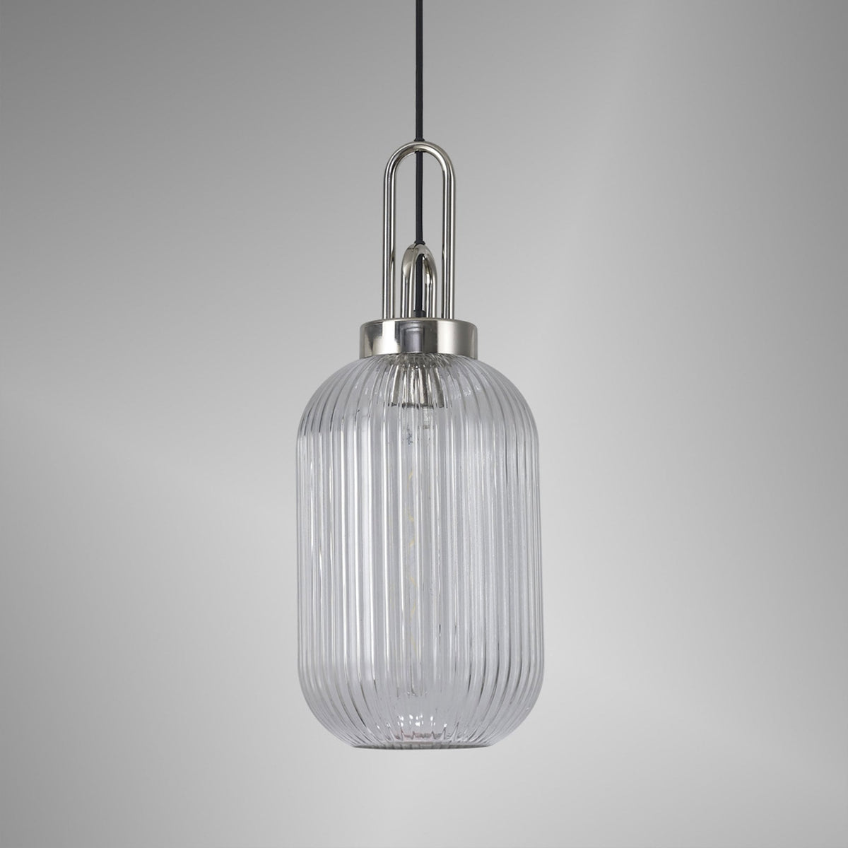 Atherington Tubular Pendant in Polished Nickel & Clear Shade
