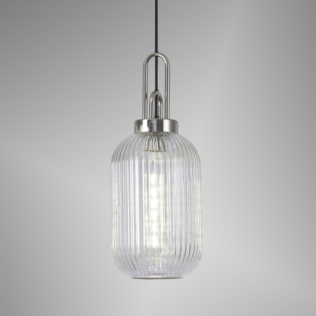 Atherington Tubular Pendant in Polished Nickel & Clear Shade