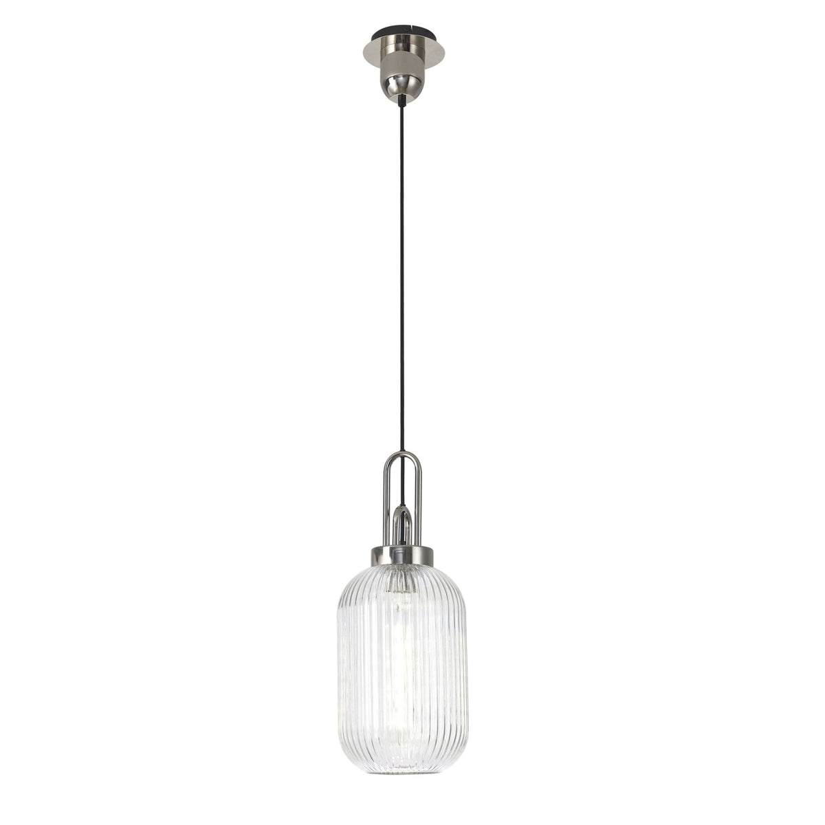Atherington Tubular Pendant in Polished Nickel & Clear Shade