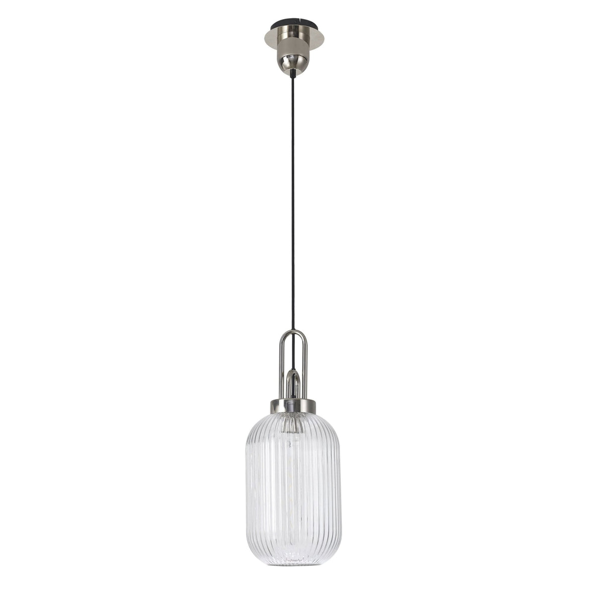Atherington Tubular Pendant in Polished Nickel & Clear Shade