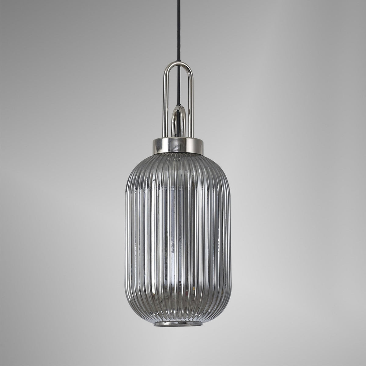 Atherington Tubular Pendant in Polished Nickel & Smoked Shade