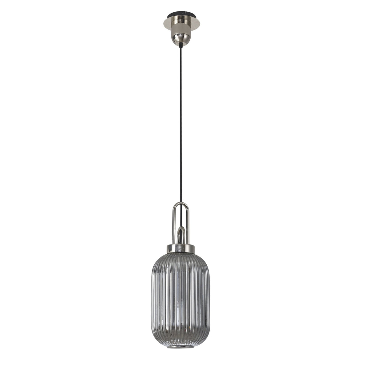 Atherington Tubular Pendant in Polished Nickel & Smoked Shade