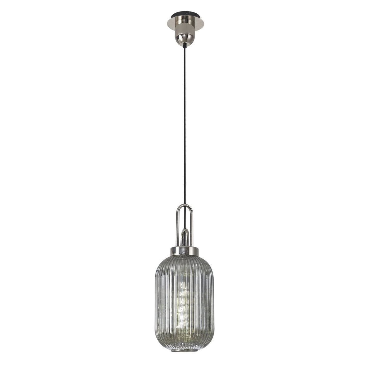 Atherington Tubular Pendant in Polished Nickel & Smoked Shade