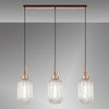 Atherington Tubular 3 Drop Linear Pendant in Copper & Clear Shades