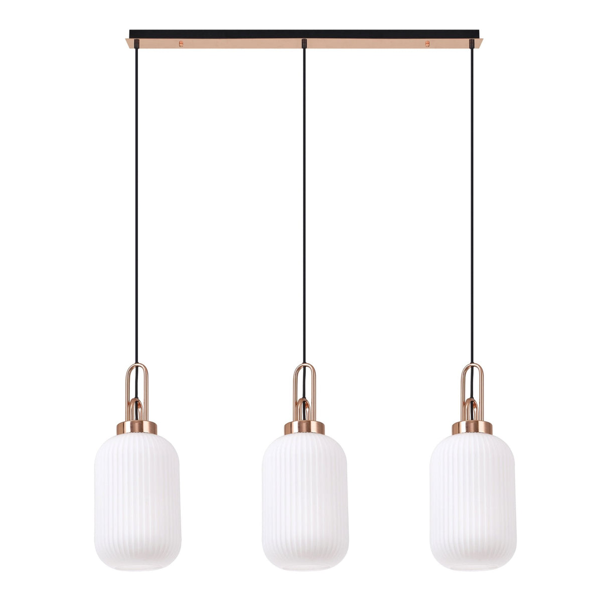 Atherington Tubular 3 Drop Linear Pendant in Copper & Opal Shades