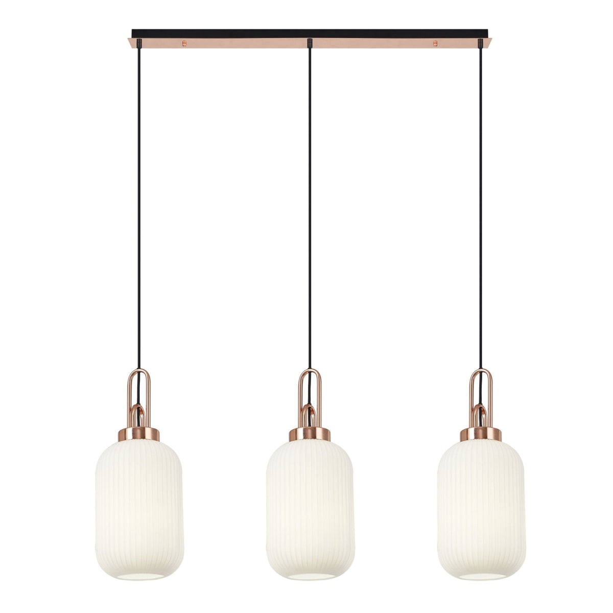 Atherington Tubular 3 Drop Linear Pendant in Copper & Opal Shades