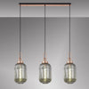 Atherington Tubular 3 Drop Linear Pendant in Copper & Smoked Shades