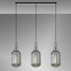 Atherington Tubular 3 Drop Linear Pendant in Polished Nickel & Smoked Shades