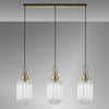 Atherington Tubular 3 Drop Linear Pendant in Brass Gold & Clear Shades