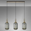 Atherington Tubular 3 Drop Linear Pendant in Brass Gold & Smoked Shades