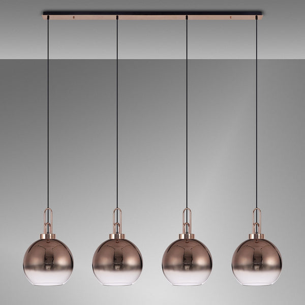 Atherington Globe 4 Drop Linear Pendant in Copper with Copper Fade Shades