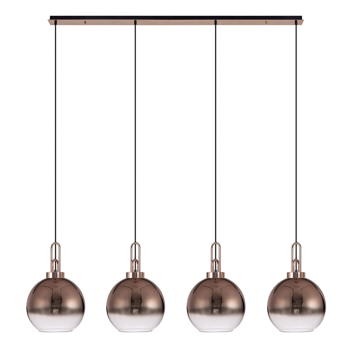 Atherington Globe 4 Drop Linear Pendant in Copper with Copper Fade Shades
